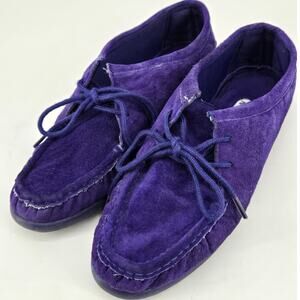 Vintage 90s Purple Suede Leather Razzmatazz Loafer Moccasin Boat Shoes Sz 8